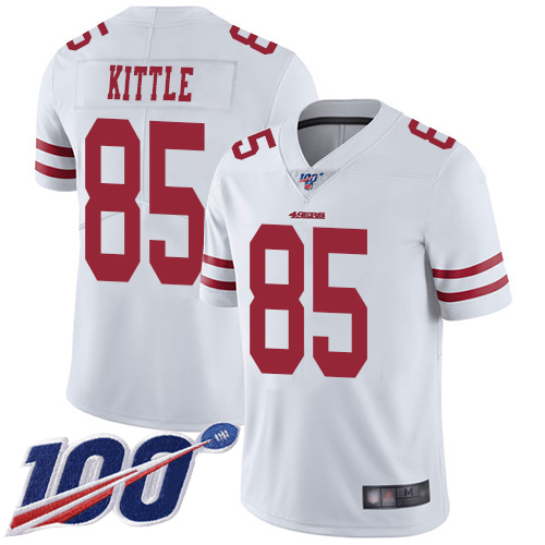 San Francisco 49ers Limited White Men George Kittle Road NFL Jersey 85 100th Season Vapor Untouchable